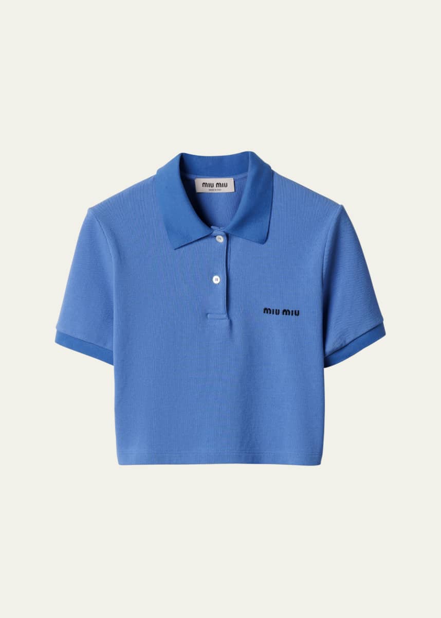 Miu Miu Cotton Pique Short-Sleeve Cropped Polo