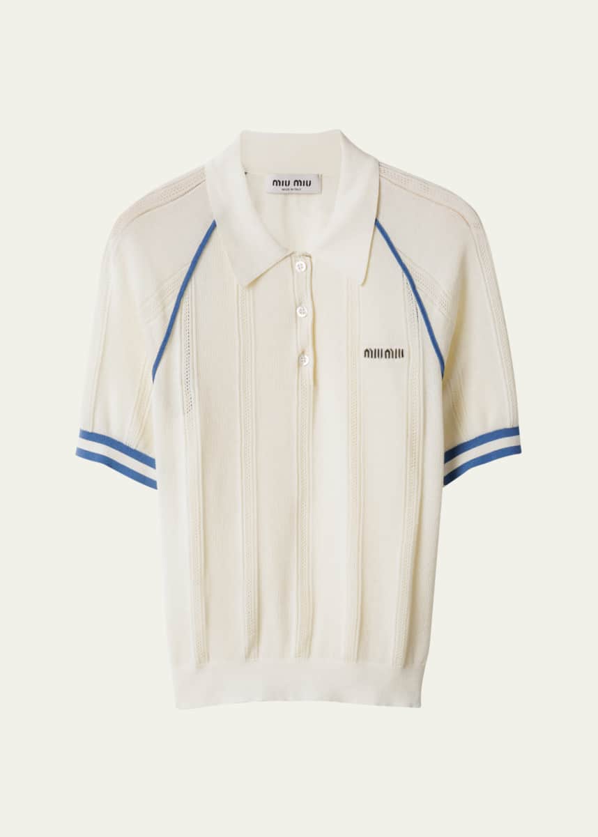 Miu Miu Cotton Piping Short-Sleeve Polo