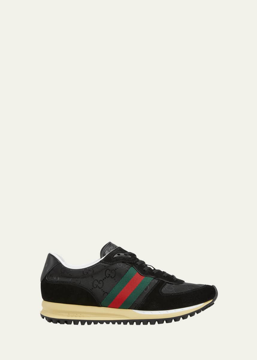 Gucci Men's Nora Suede and Nylon Guccissima Retro Sneakers