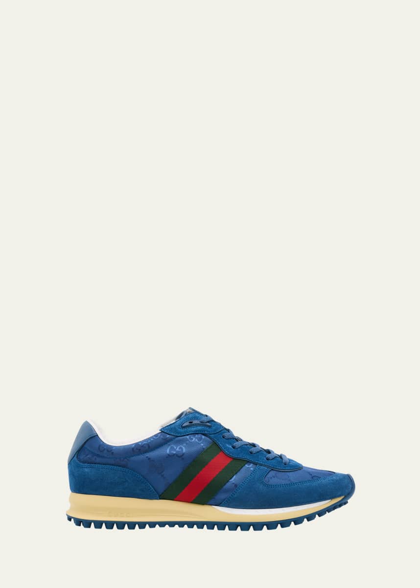 Gucci Men's Nora Suede and Nylon Guccissima Retro Sneakers