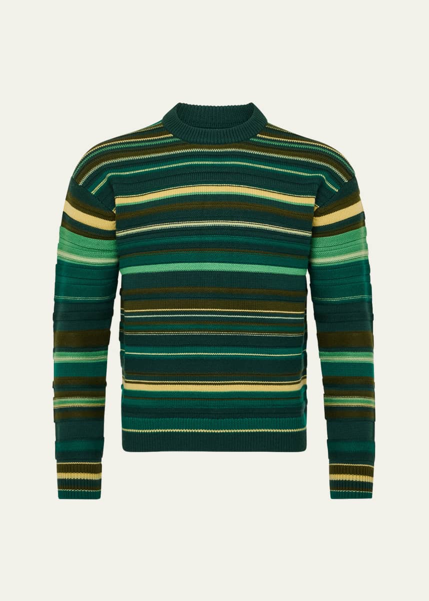 JW Anderson Men's Wool Multi-Stripe Crewneck Sweater