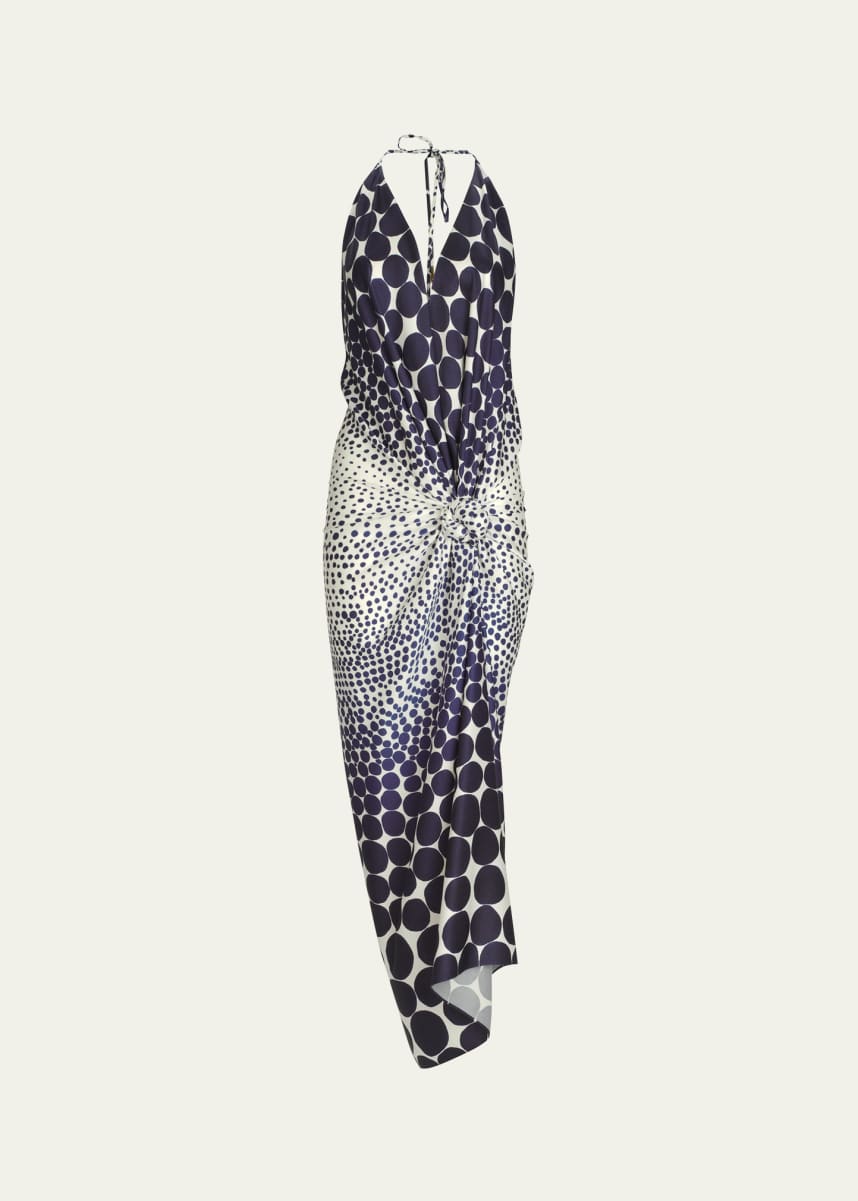 Silvia Tcherassi Guadalupe Printed Halter Ruched Dress