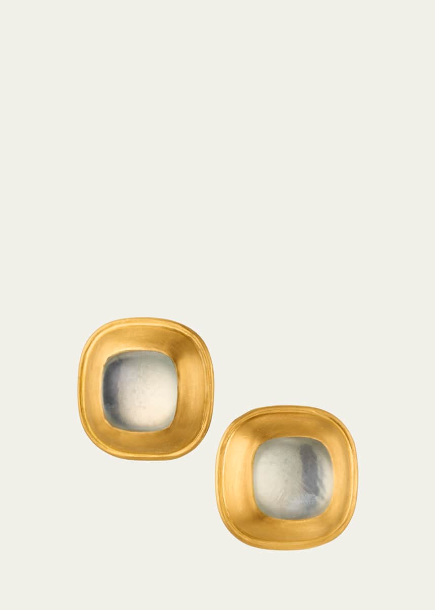 Prounis Jewelry Mango Moonstone Cushion Capsa Stud Earrings