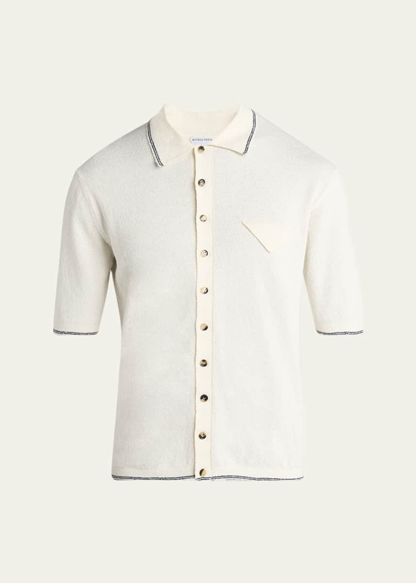 Bottega Veneta Men's Stripe Intarsia Knit Polo Shirt