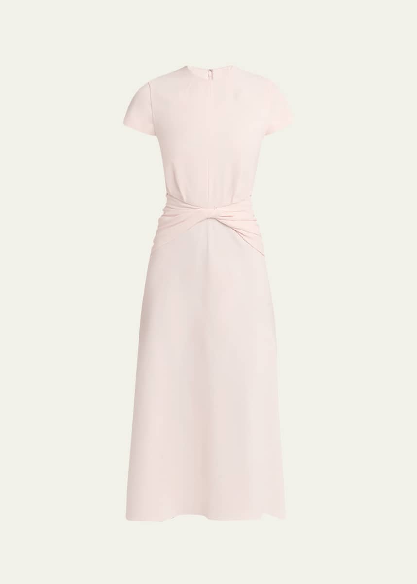 McQueen Twisted Waist Short-Sleeve Midi Dress