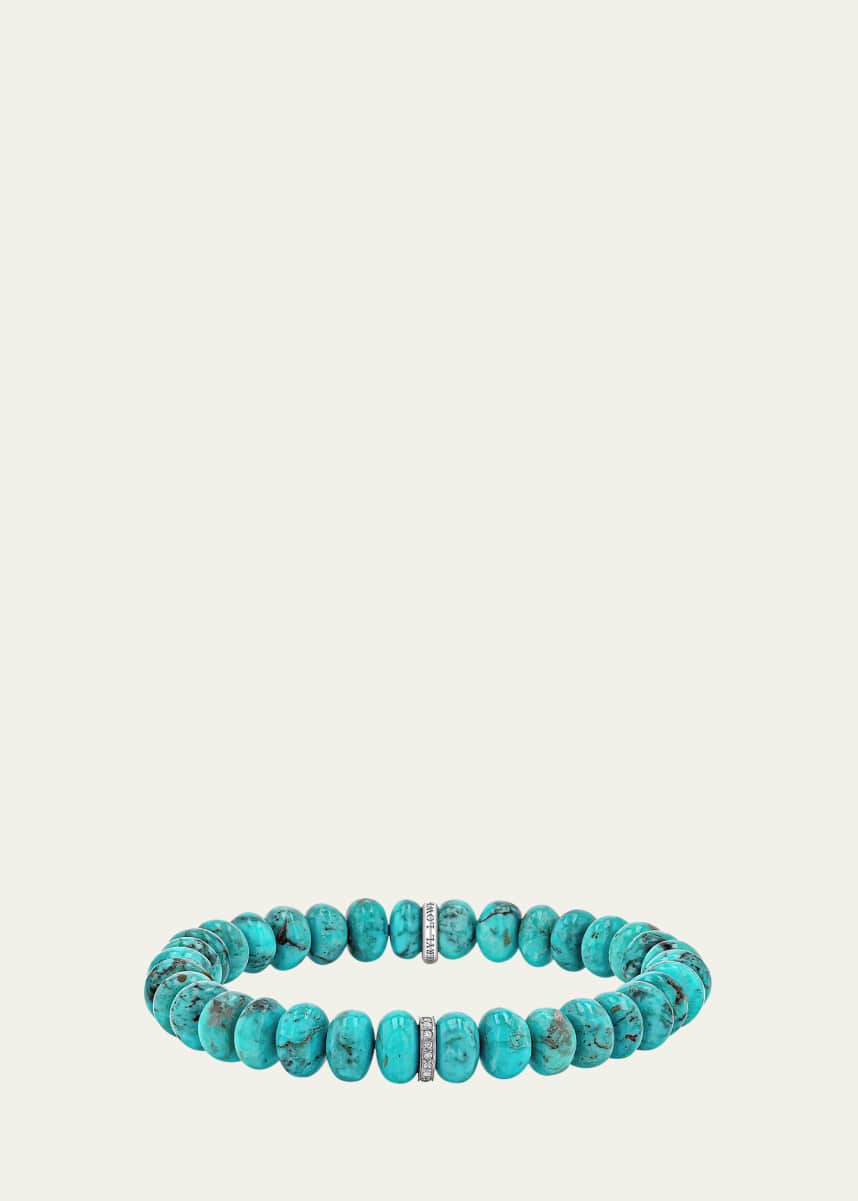 Sheryl Lowe Turquoise 8mm Bead Bracelet with Diamond Rondelle
