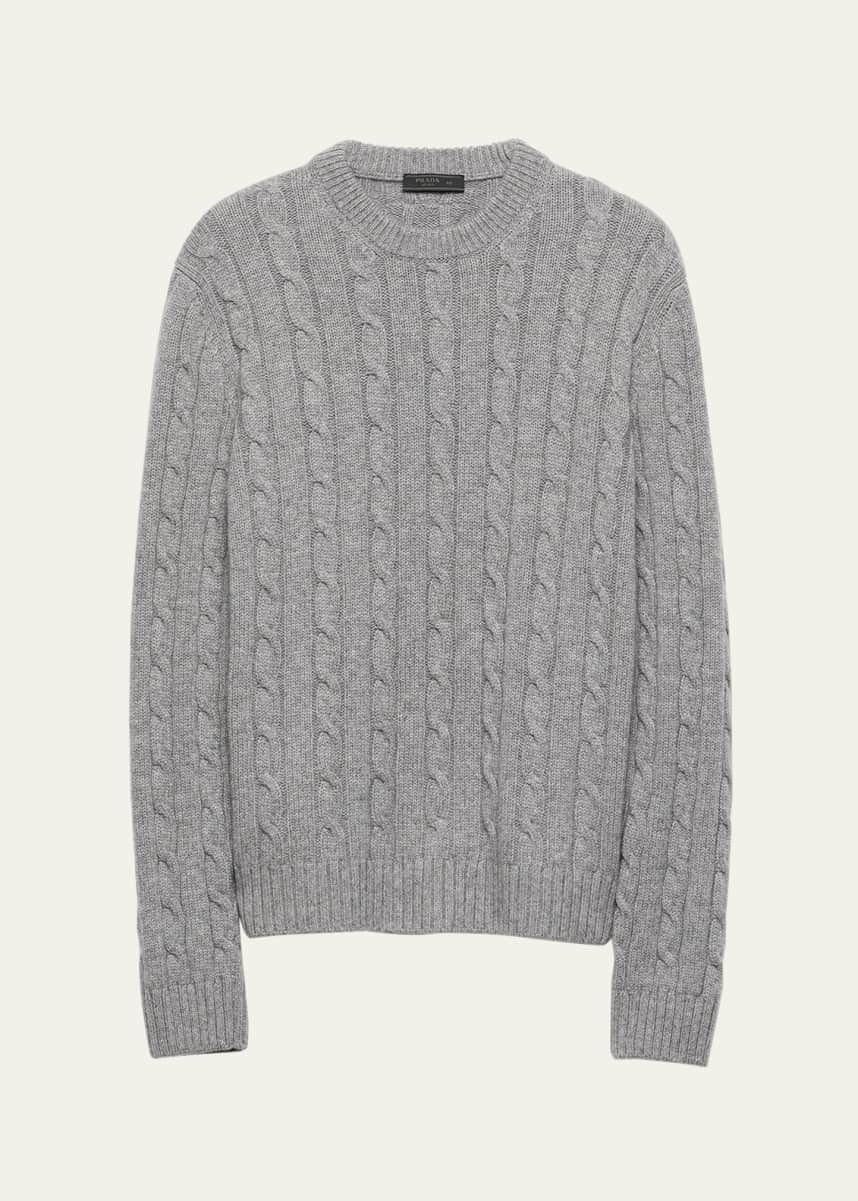 Prada Men's Cashmere Cable Knit Crewneck Sweater