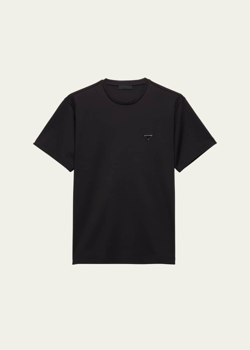 Prada Men's Interlock Cotton Chest-Logo Crewneck T-Shirt