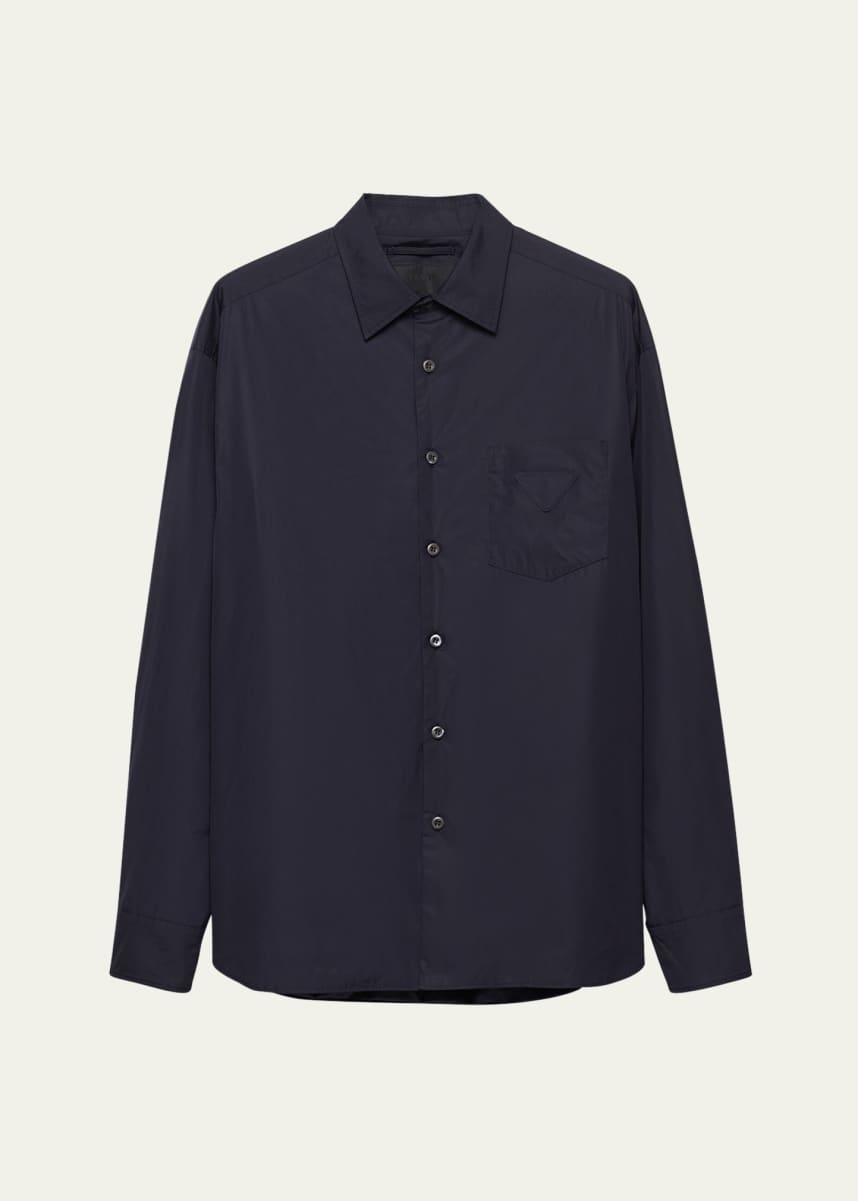 Prada Men's Poplin Triangle-Pocket Sport Shirt