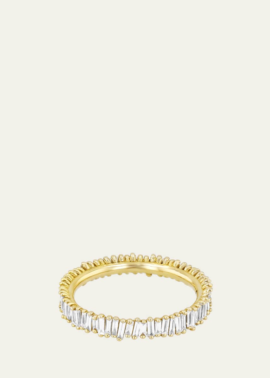 Suzanne Kalan 18K Yellow Gold Fireworks Mini Classic Eternity Band with White Diamond Baguettes