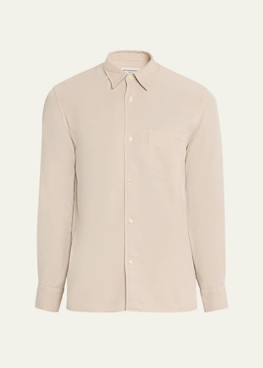 Officine Generale Men's Guido Cotton Contrast Stitch Shirt