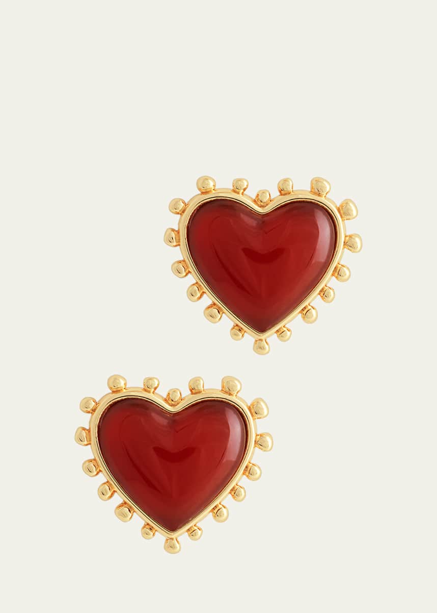 Anabel Aram Jewelry Heart Stone Stud Earrings