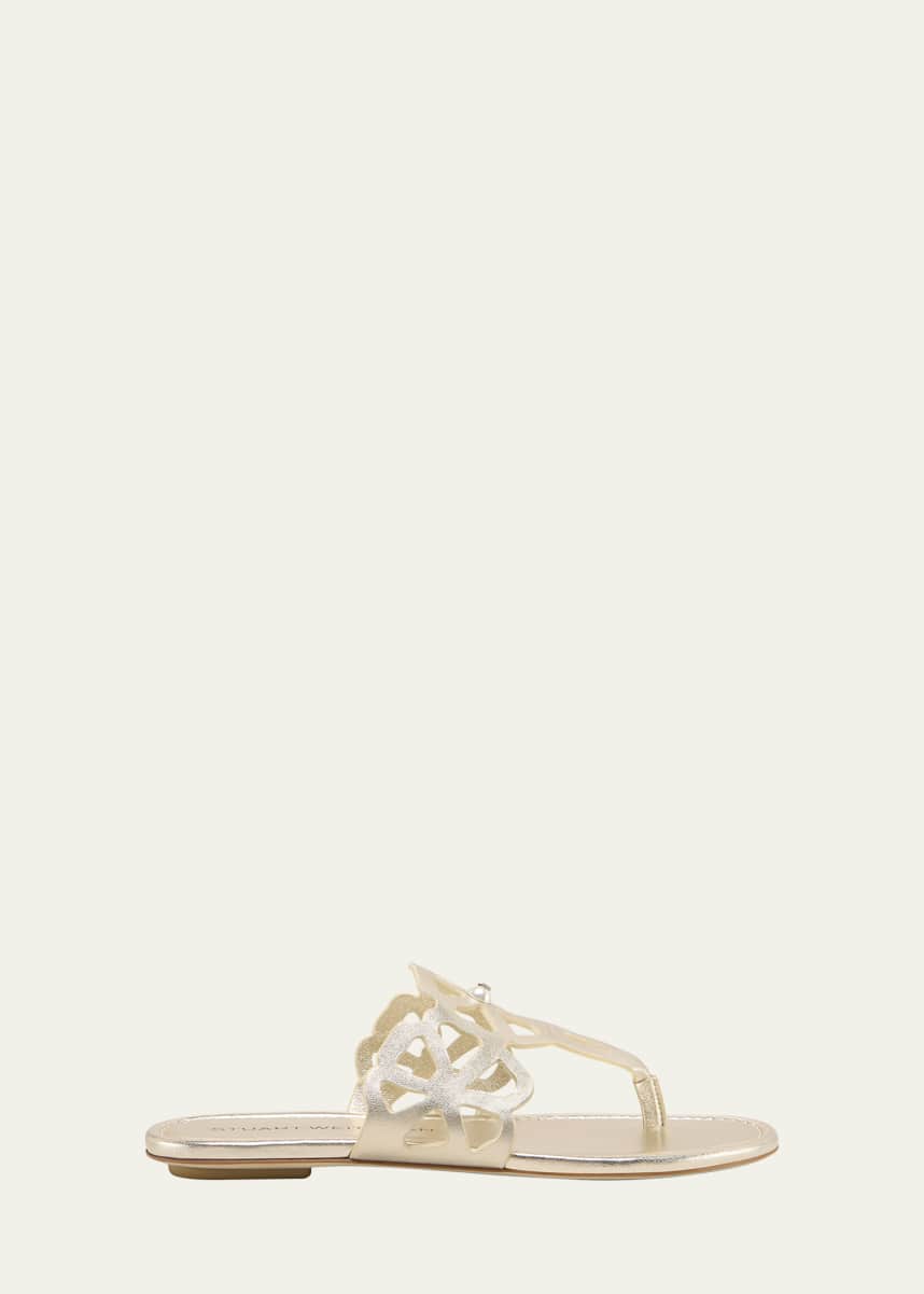 Stuart Weitzman Jasmine Metallic Cutout Thong Sandals