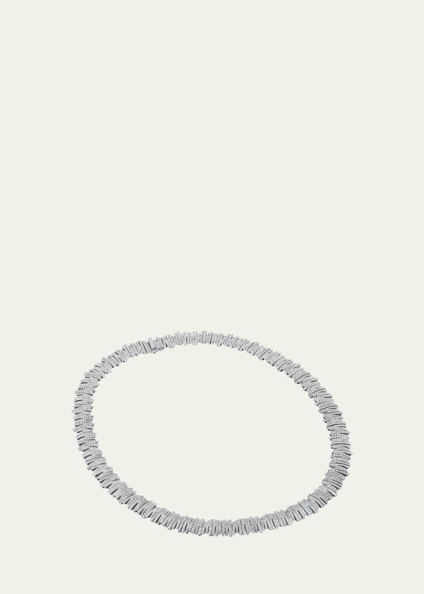 Suzanne Kalan 18K White Gold Fireworks Full Pave Tennis Necklace