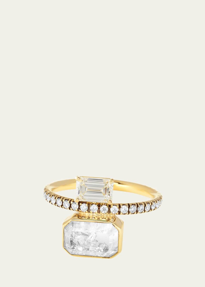 Moritz Glik 18K Yellow Gold Emerald Cut Diamond Ring with Kaleidoscope Shaker