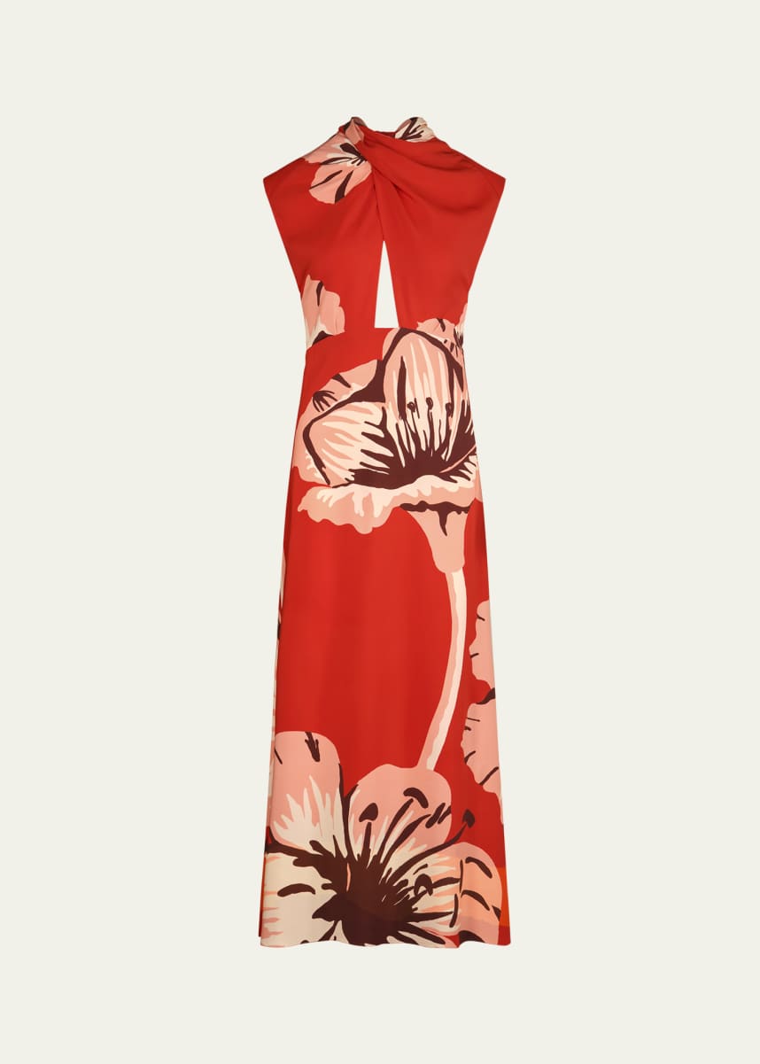 Johanna Ortiz Al Son De Las Astromelias Floral Midi Dress