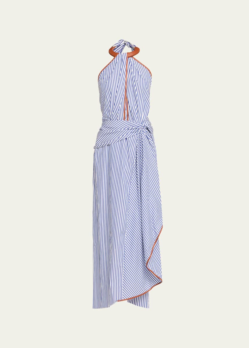 Johanna Ortiz Centro Del Cielo Striped Halter Ankle Dress