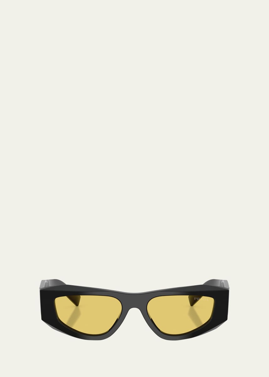 Prada Men's 0PR B19SF Acetate Rectangle Sunglasses