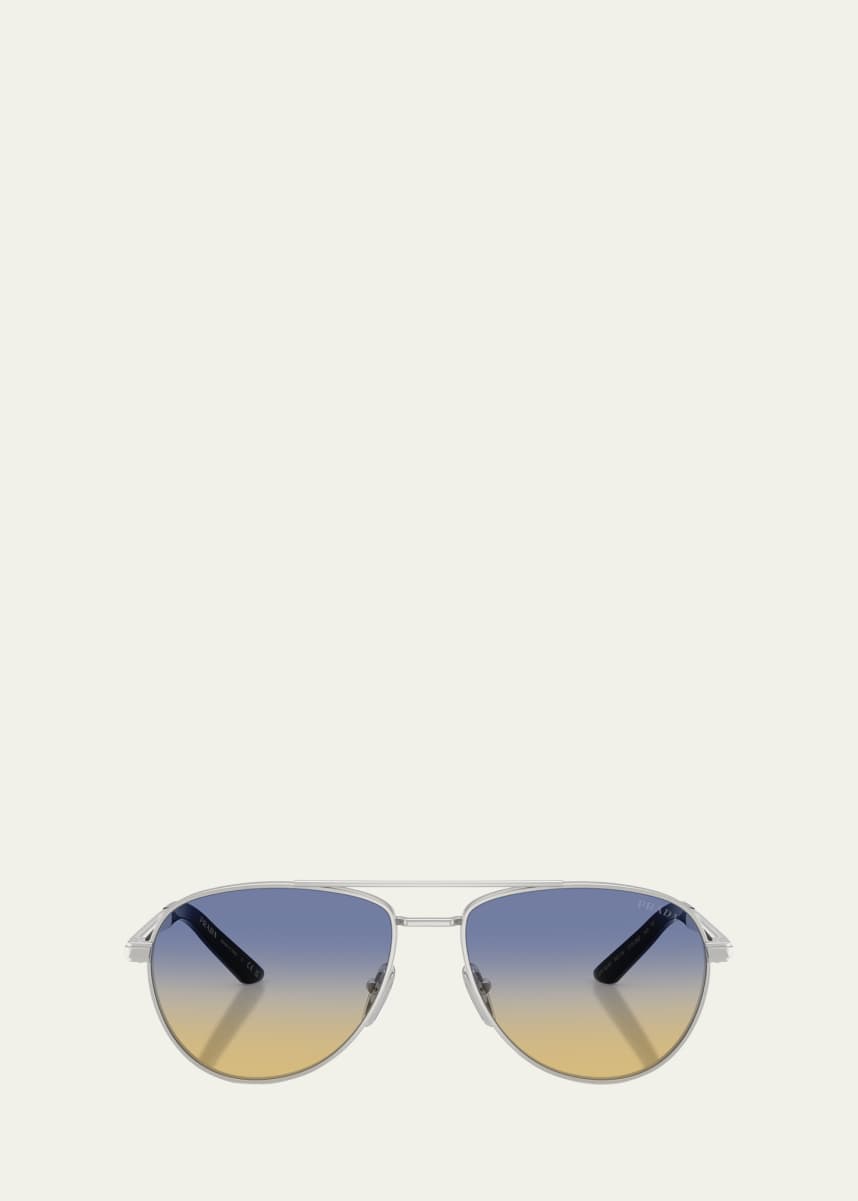 Prada Men's 0PR A54S Acetate and Plastic Aviator Sunglasses
