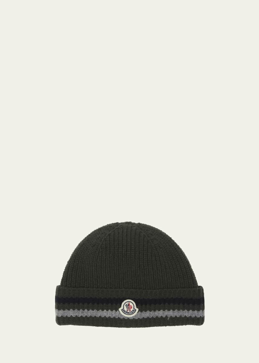 Moncler Boy's Wool Knit Logo Beanie