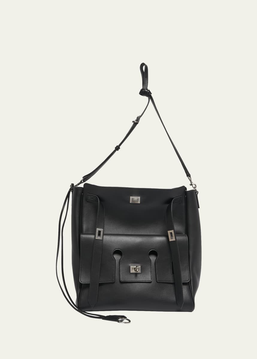 Balenciaga Men's Bel Air Leather Hobo Messenger Bag