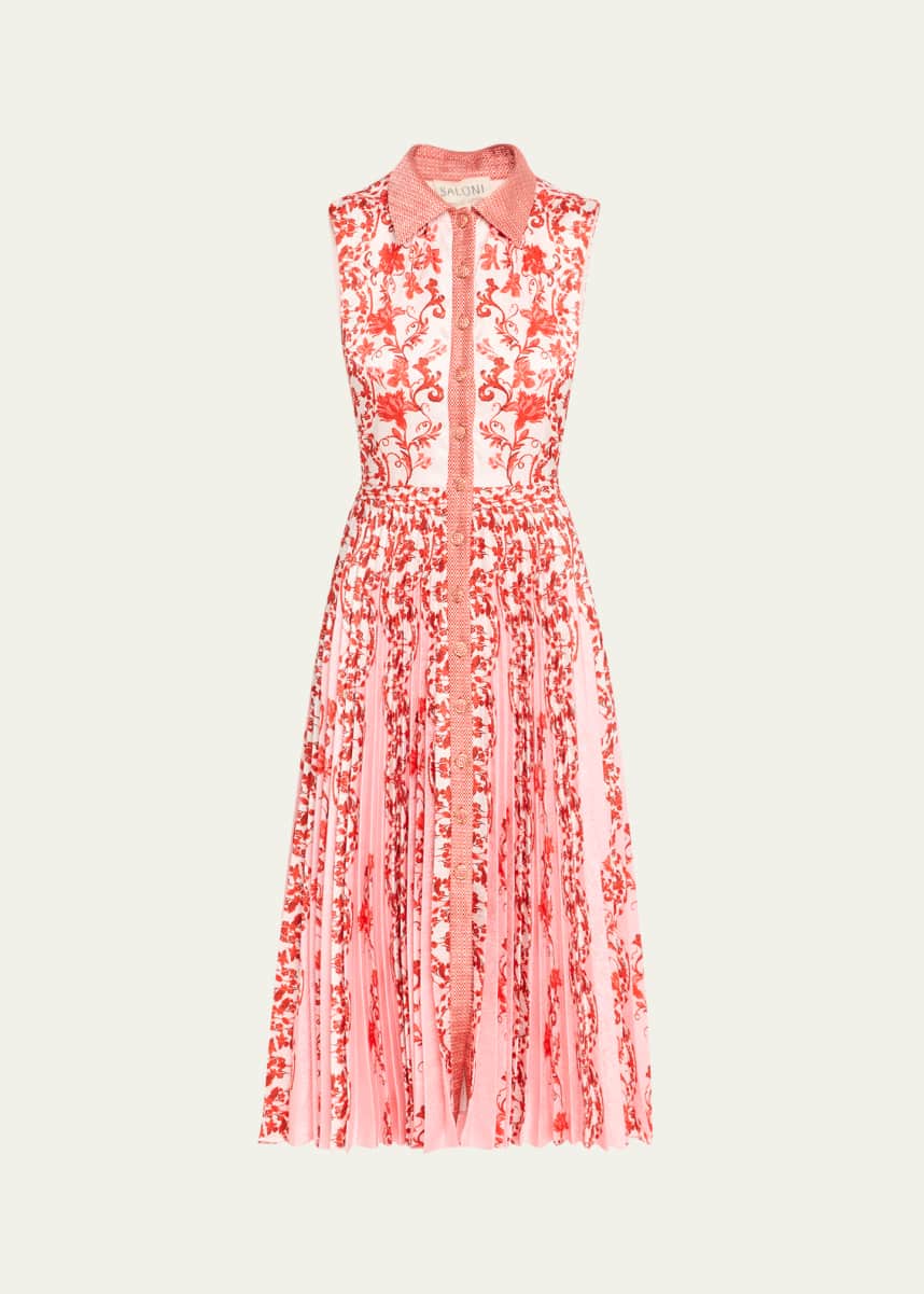Saloni Darby Printed Button-Front Midi Dress