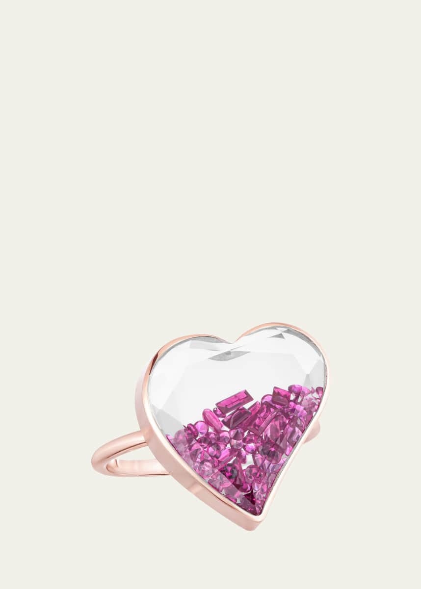 Moritz Glik 18K Yellow Gold Afago Ruby Heart Kaleidoscope Shaker Ring