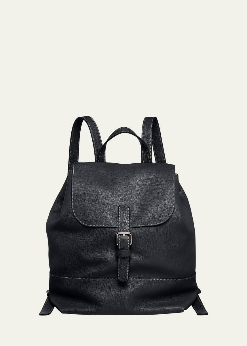 Giorgio Armani Men's Pebble Leather Flap-Top Backpack