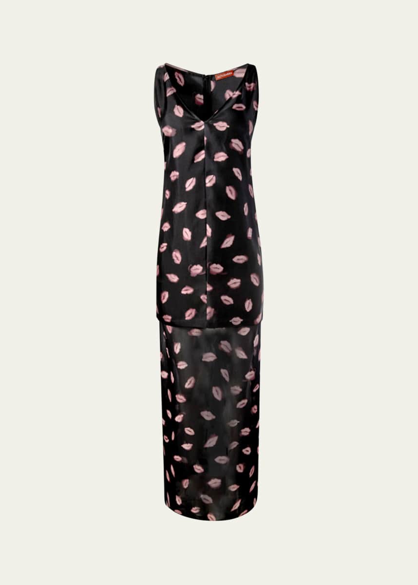 Altuzarra Katrin Lip-Print Silk Maxi Dress