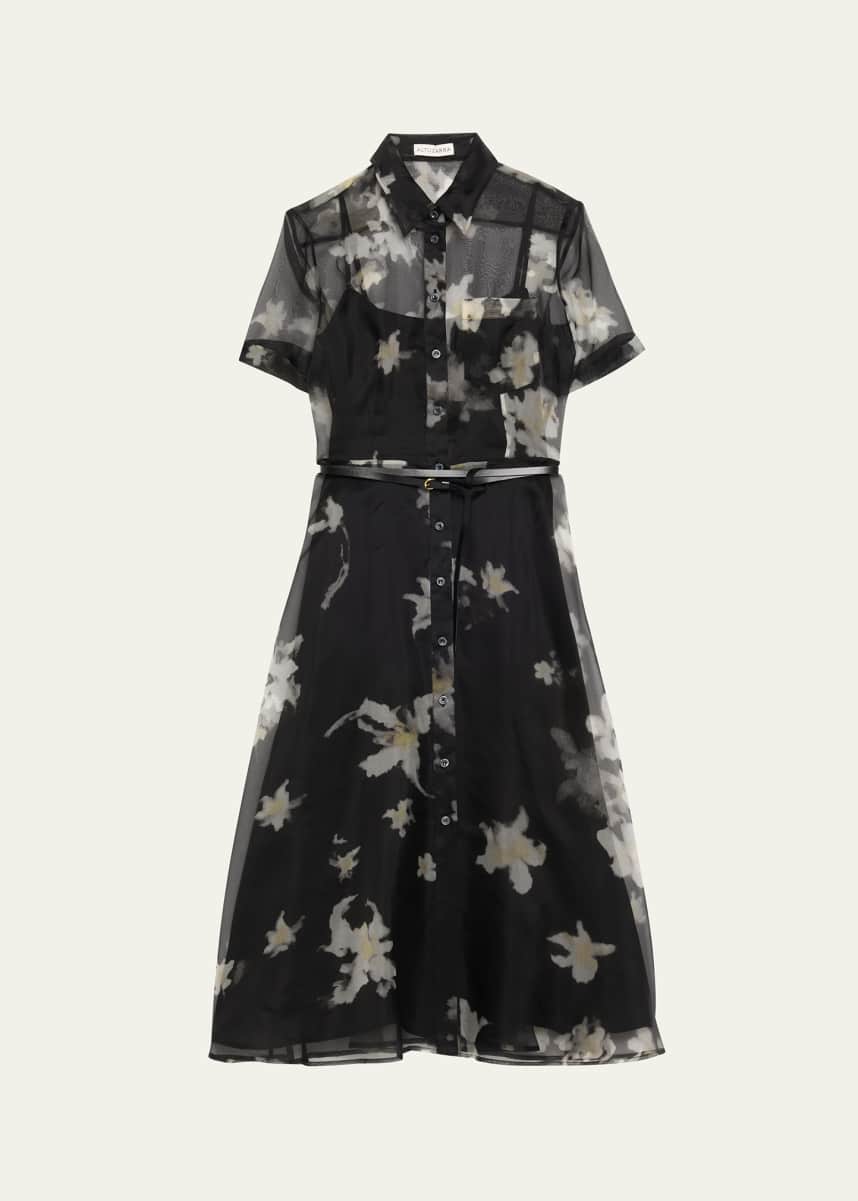 Altuzarra Kiera Floral Sheer Silk Midi Shirtdress