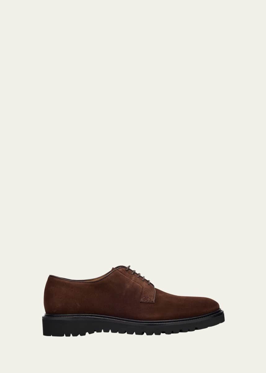Giorgio Armani Men's Suede Rubber-Sole Derby Shoes