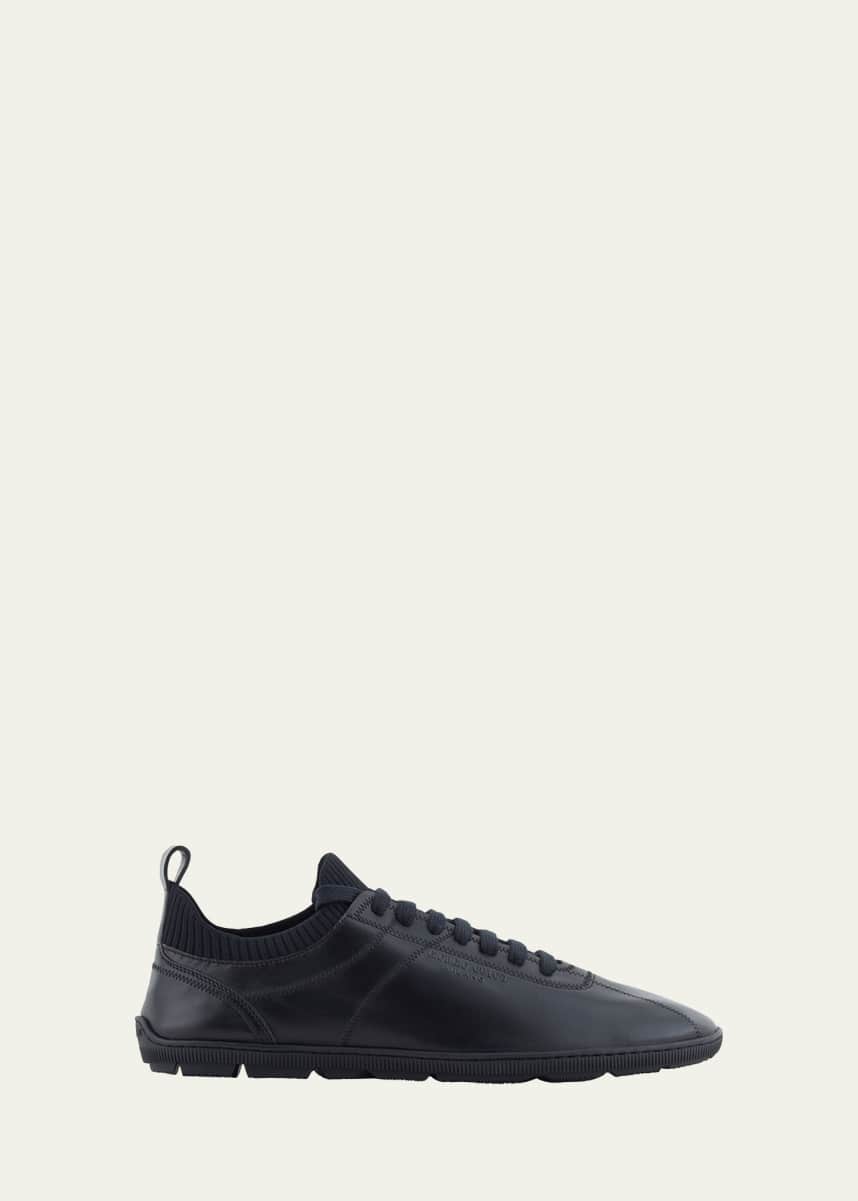Giorgio Armani Men's Leather Knit-Lining Low-Top Sneakers