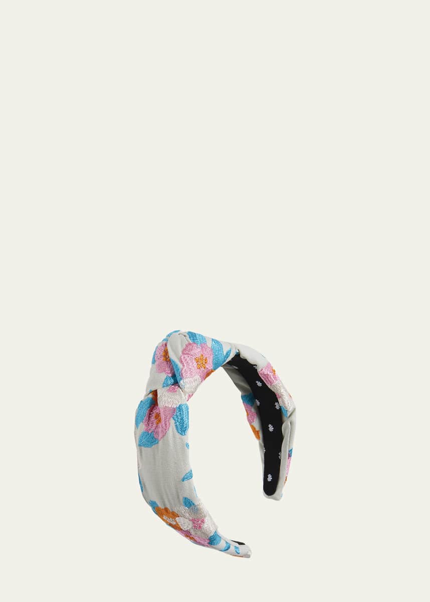 Lele Sadoughi Knotted Floral Bouquet Embroidered Headband