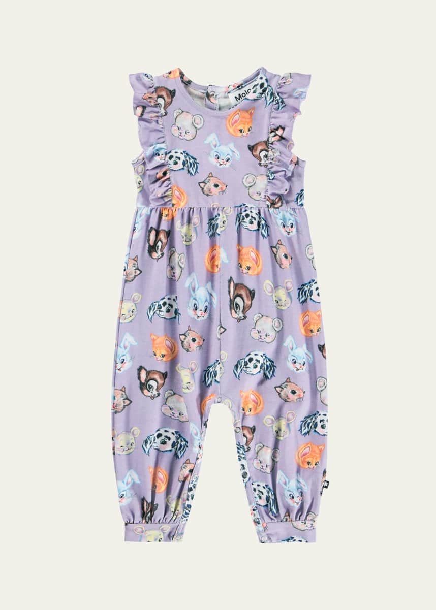 Molo Girl's Fallon Printed Organic Cotton Jumpsuit, Size 9M-2