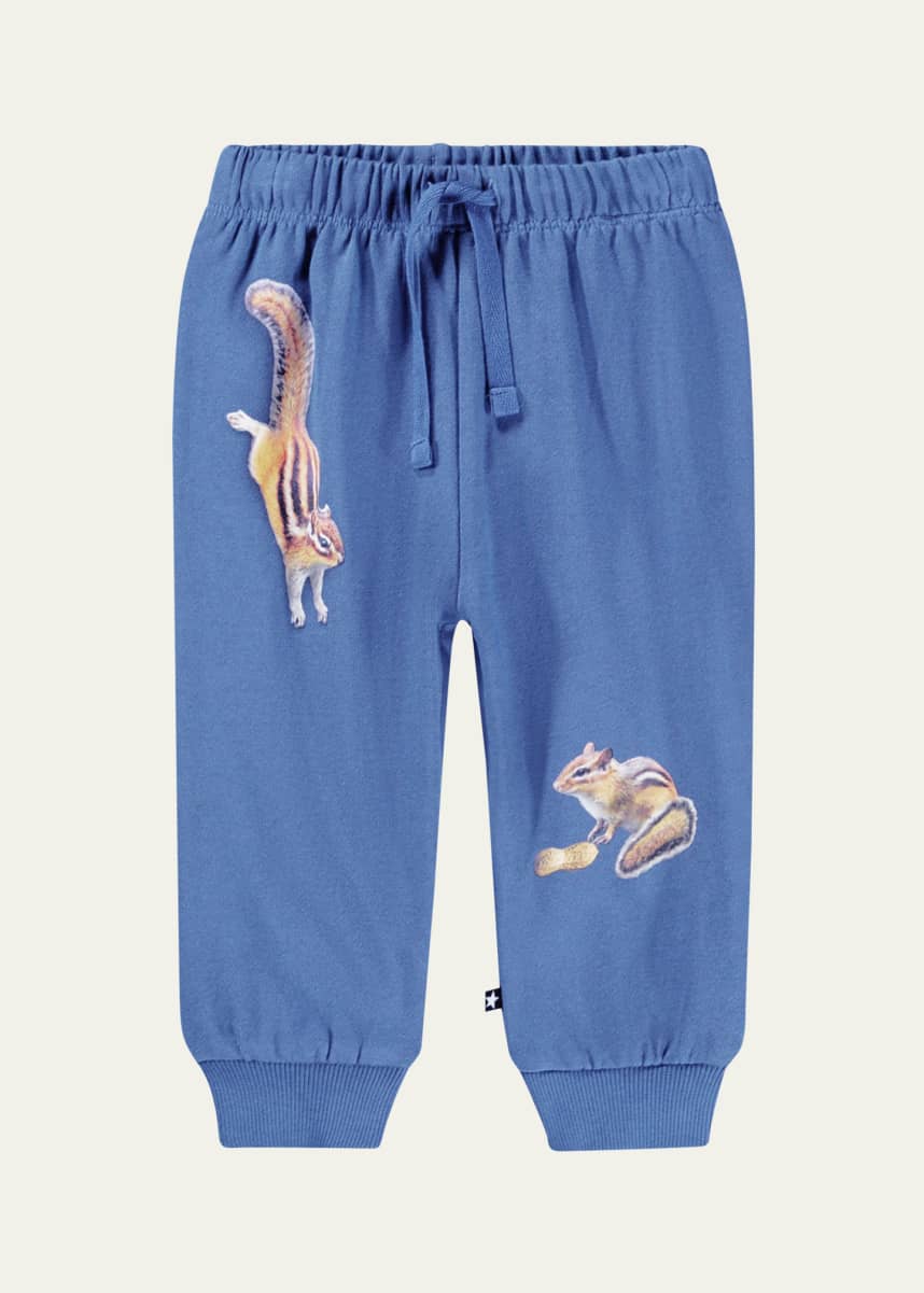Molo Boy's Simeon Squirrel-Print Jogger Pants, Size Newborn-3