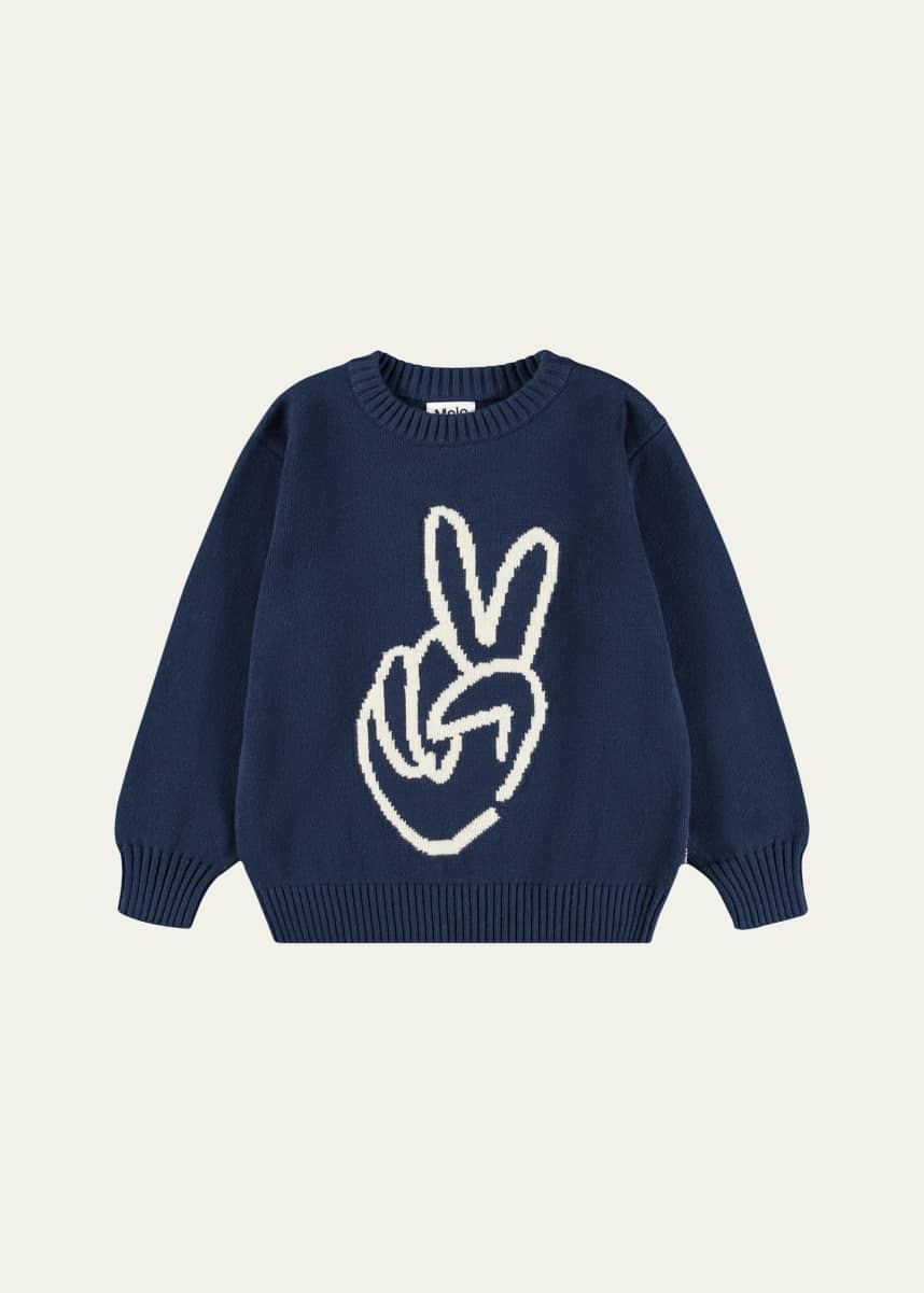 Molo Boy's Belo Cotton & Wool Peace Sign Sweater, Size 0M-16