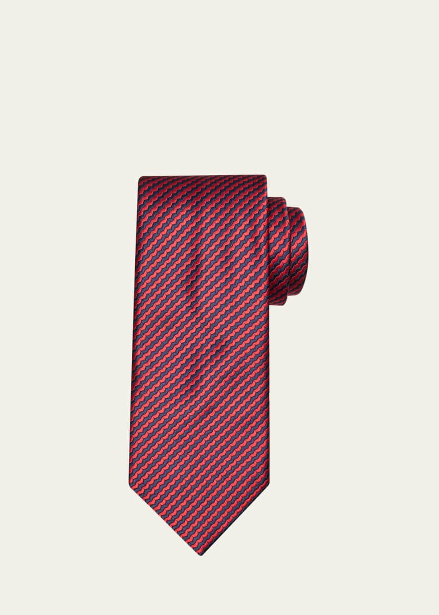 Brioni Men's Woven Stripe Silk Tie