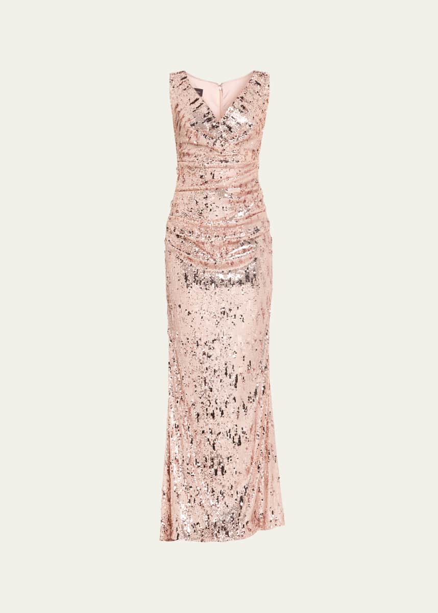 Talbot Runhof Sequined Sleeveless Trumpet Gown