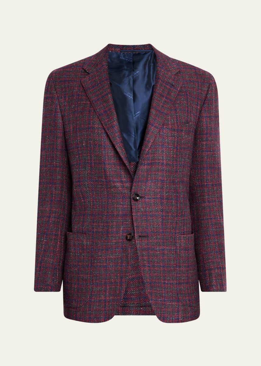 Kiton Men's Micro-Plaid Two-Button Sport Coat
