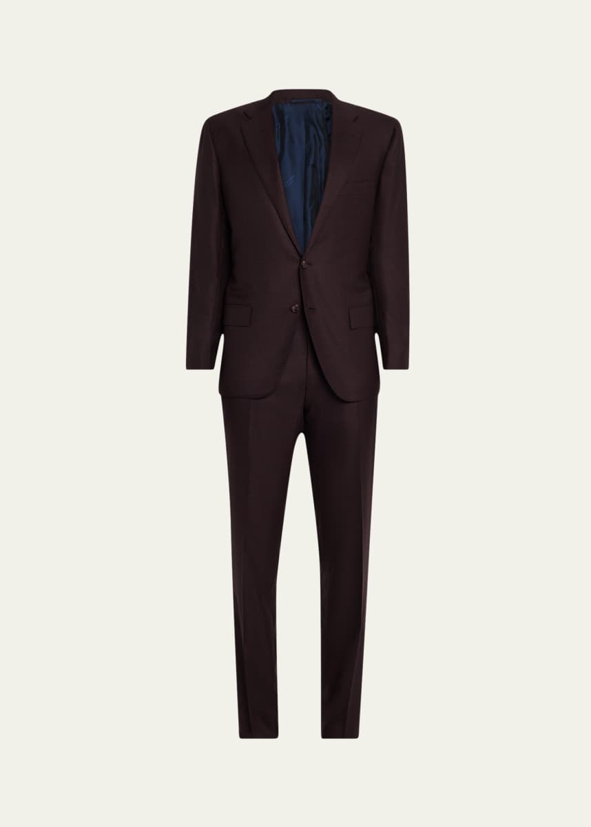 Kiton Men's Cashmere Plaid Modern Fit Two-Piece Suit