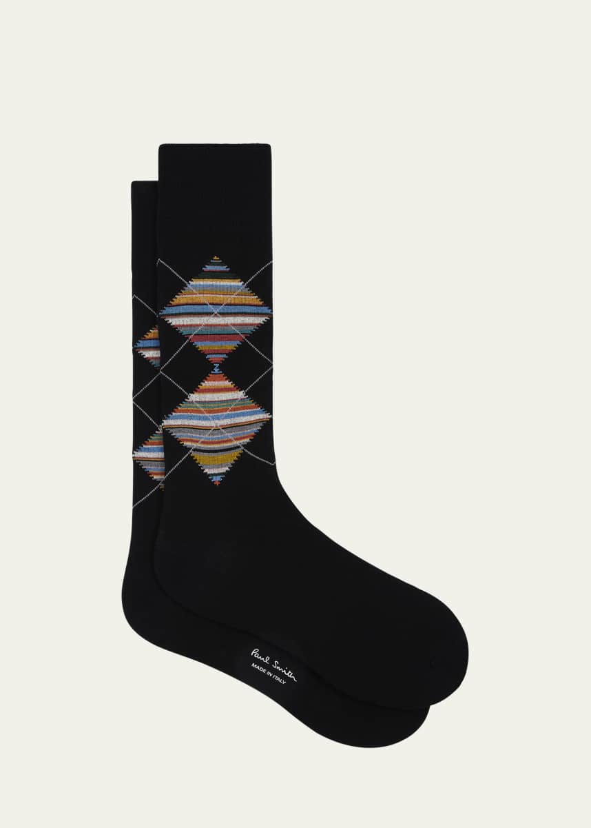 Paul Smith Men's Argyle Signature Stripe Crew Socks