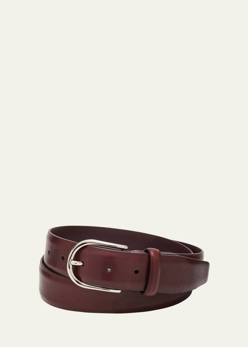 Brioni Men's Round-Buckle Leather Belt