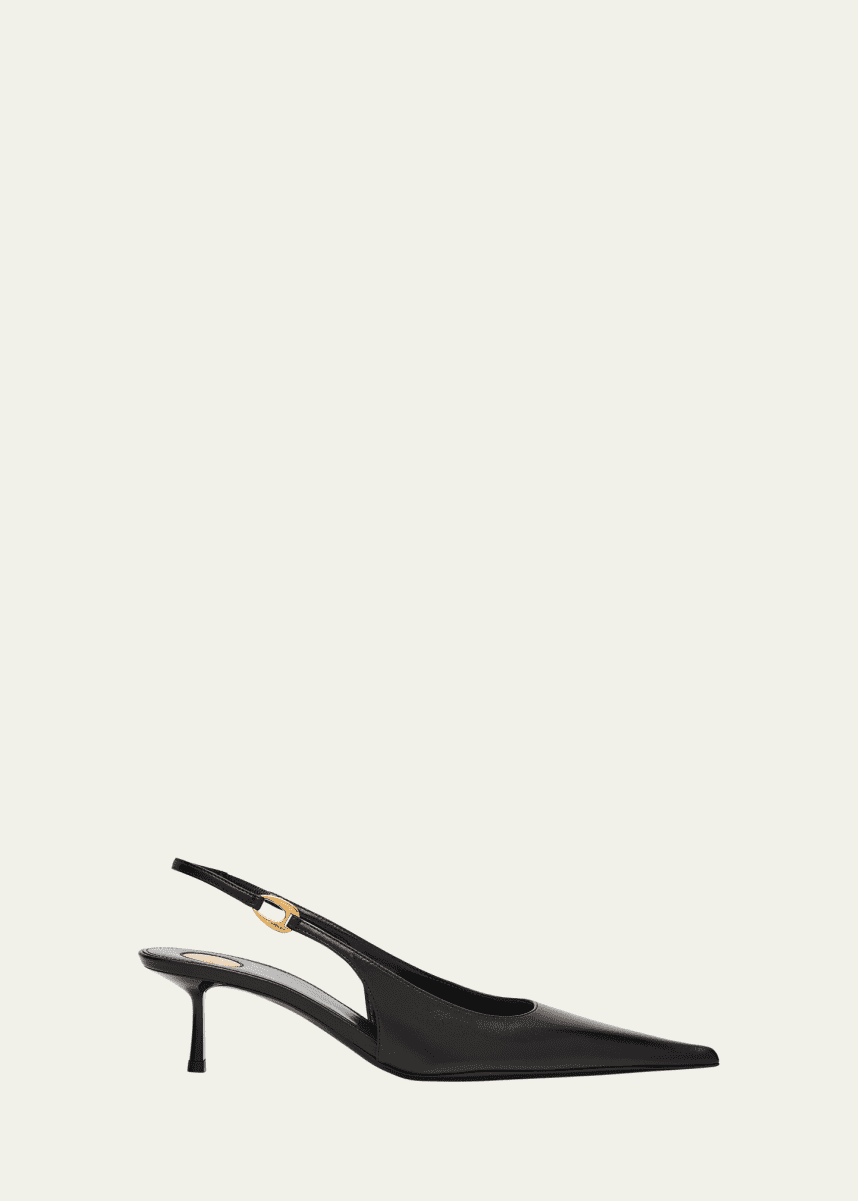 Saint Laurent Vendome Leather Slingback Pumps