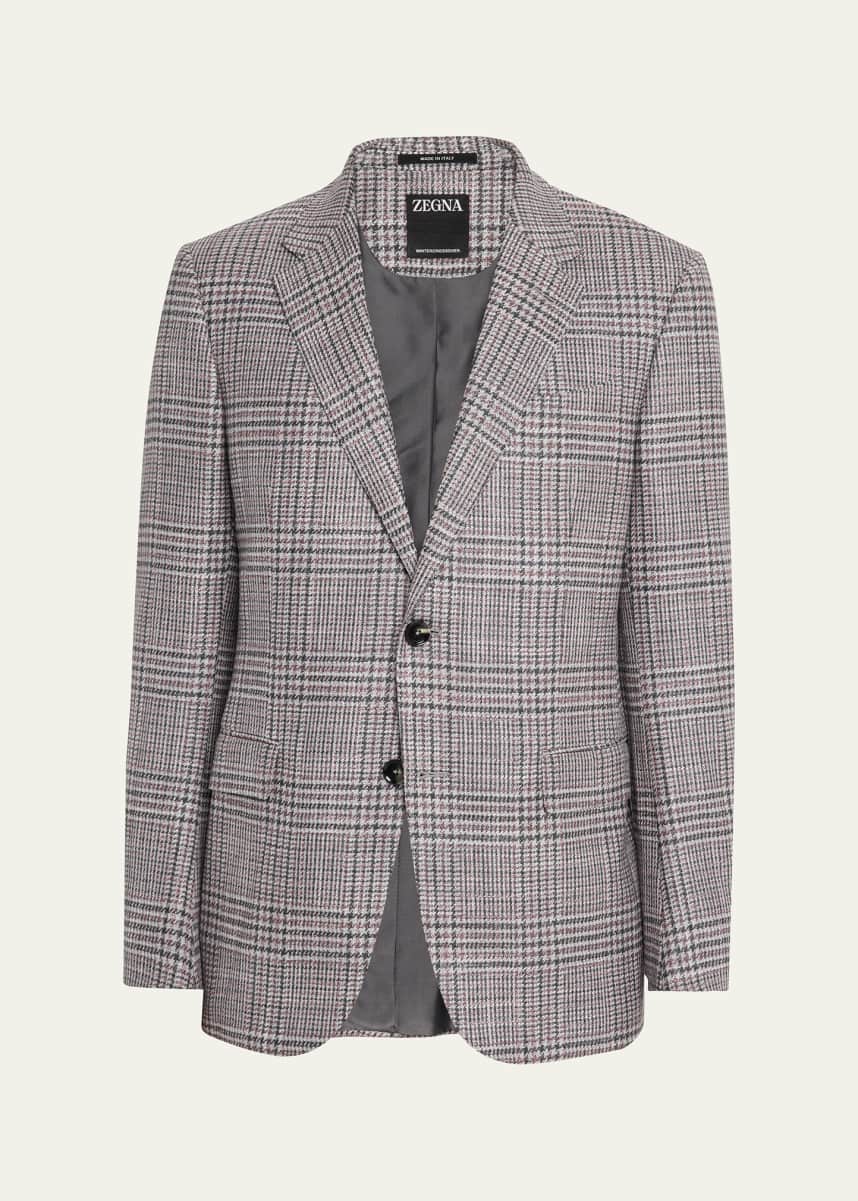 ZEGNA Men's Glen Plaid Winter Crossover Single-Breasted Sport Coat