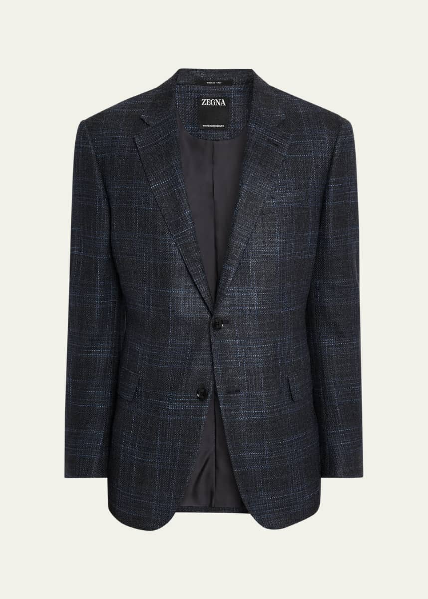 ZEGNA Men's Plaid Winter Crossover Single-Breasted Sport Coat
