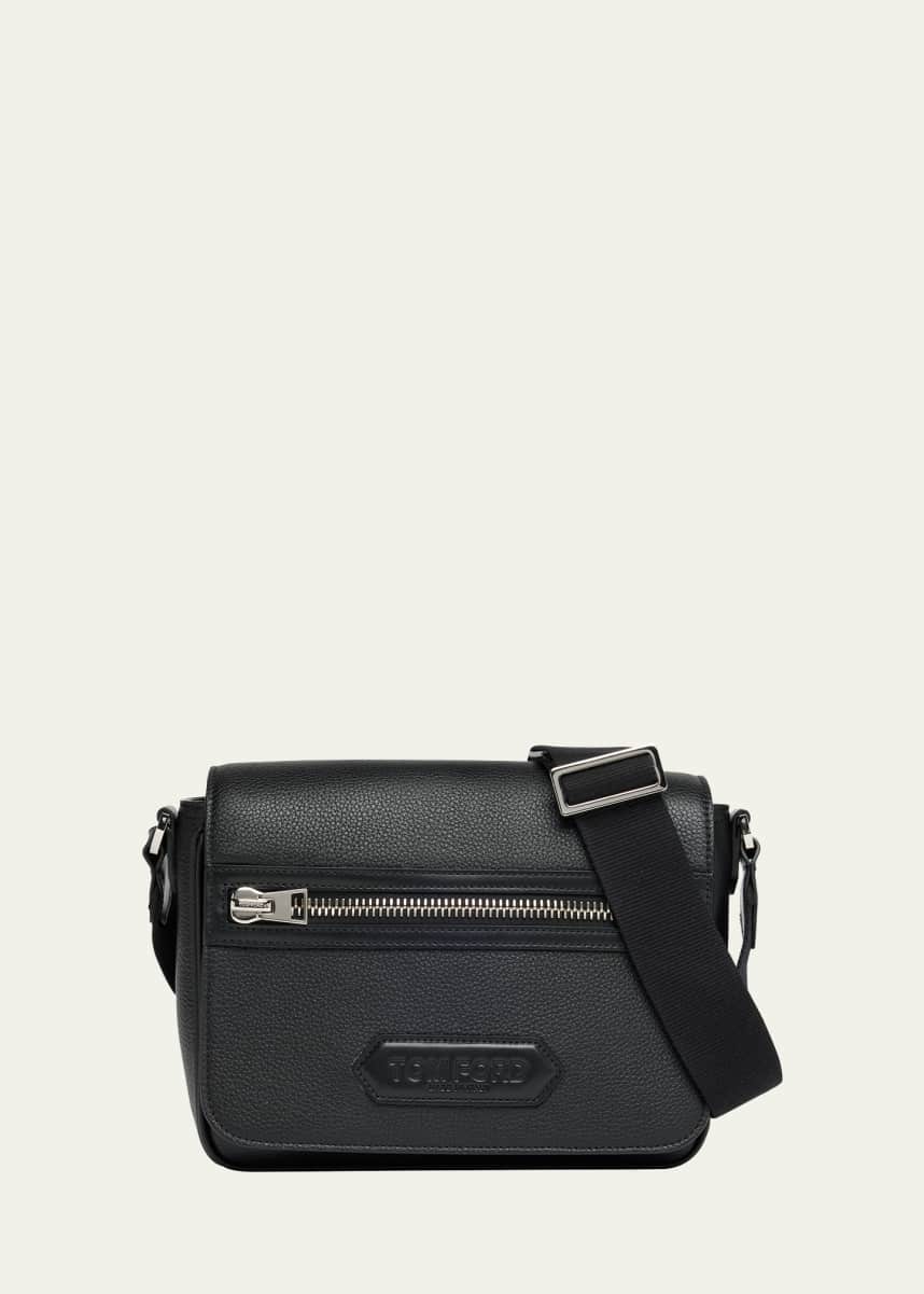 TOM FORD Men's Soft Grain Leather Flap Messenger Bag