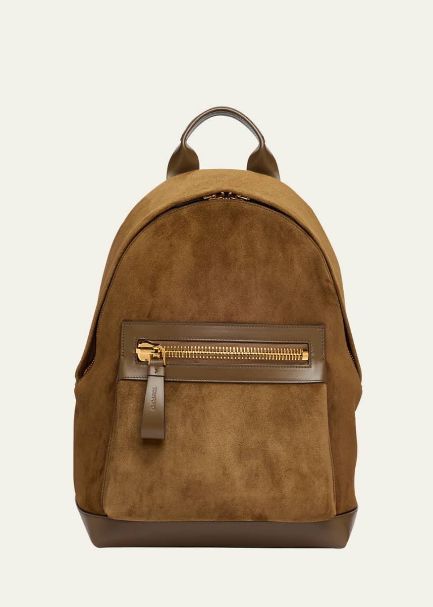 TOM FORD Men's Buckley Suede Leather-Trim Backpack