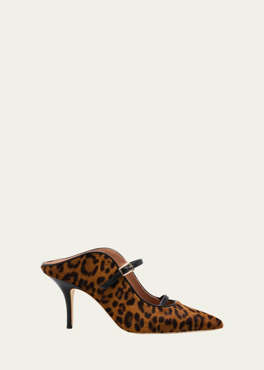 Malone Souliers Gala Leopard-Printed Calf Hair Mule Pumps