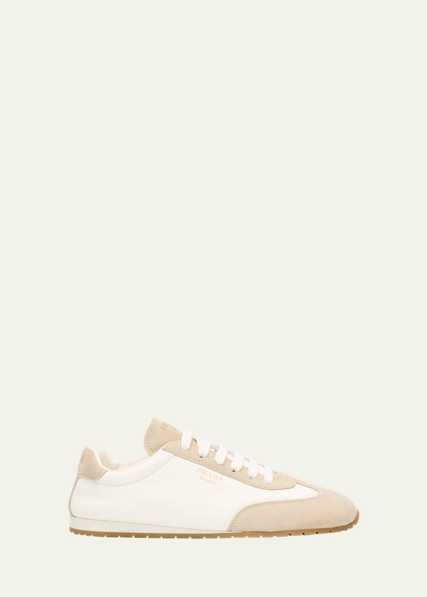 Prada Suede and Leather Low-Top Sneakers