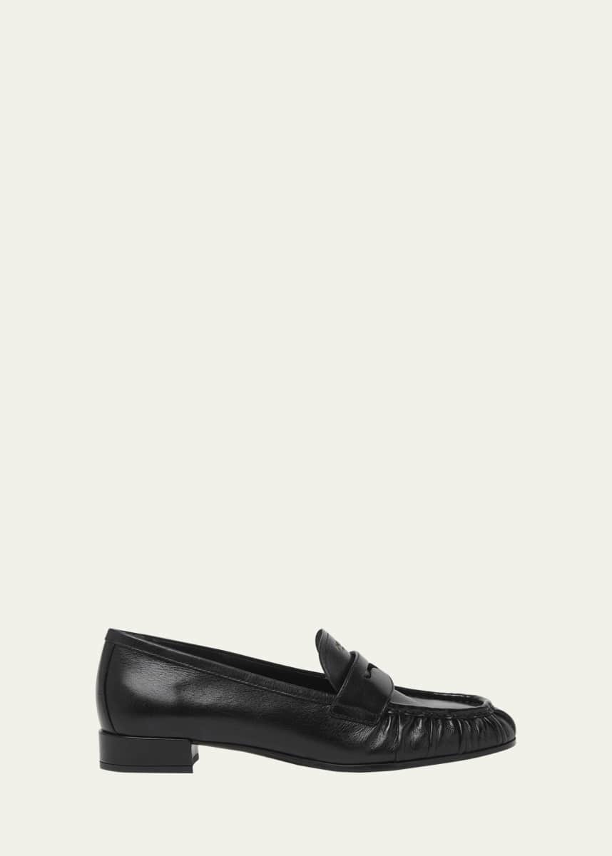 Prada Ruched Leather Loafers